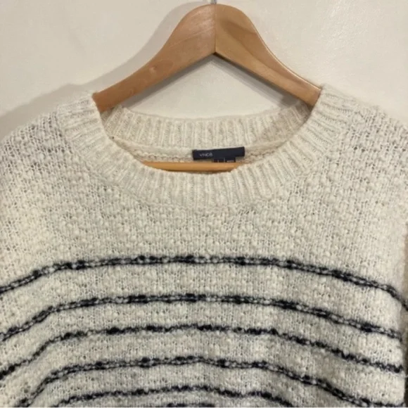 Vince Striped Wool Sweater Size Large Cream Black - Picture 4 of 9